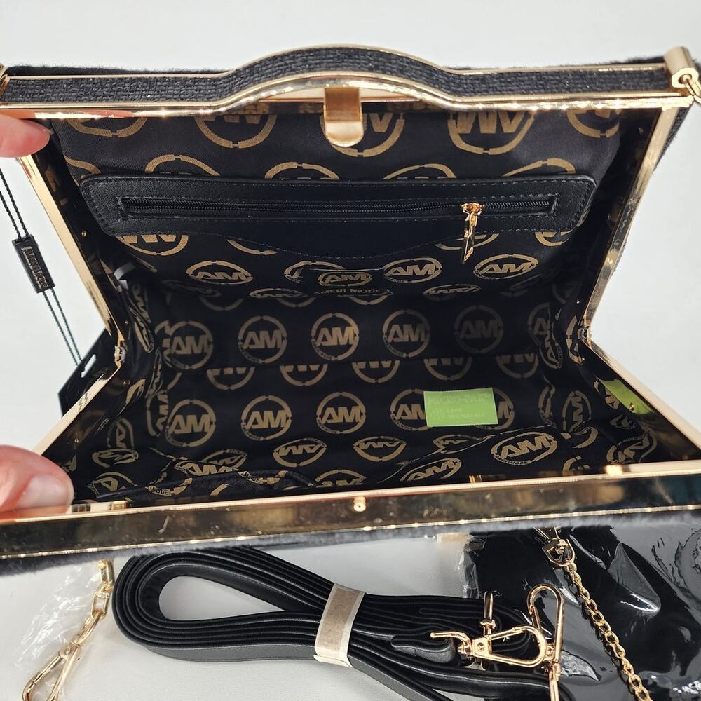 Ameri Mode Black Faux Fur & Glitter Convertible P… - image 9